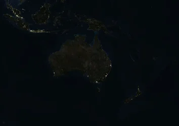 Ozeanien bei Nacht, Echtfarben-Satellitenbild